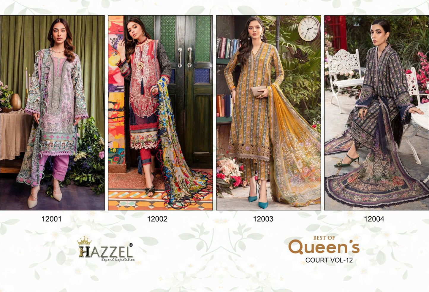 Best Of Queens Court Vol 12 Hazzel Pure Cotton Pakistani Patch Work Suits Exporter