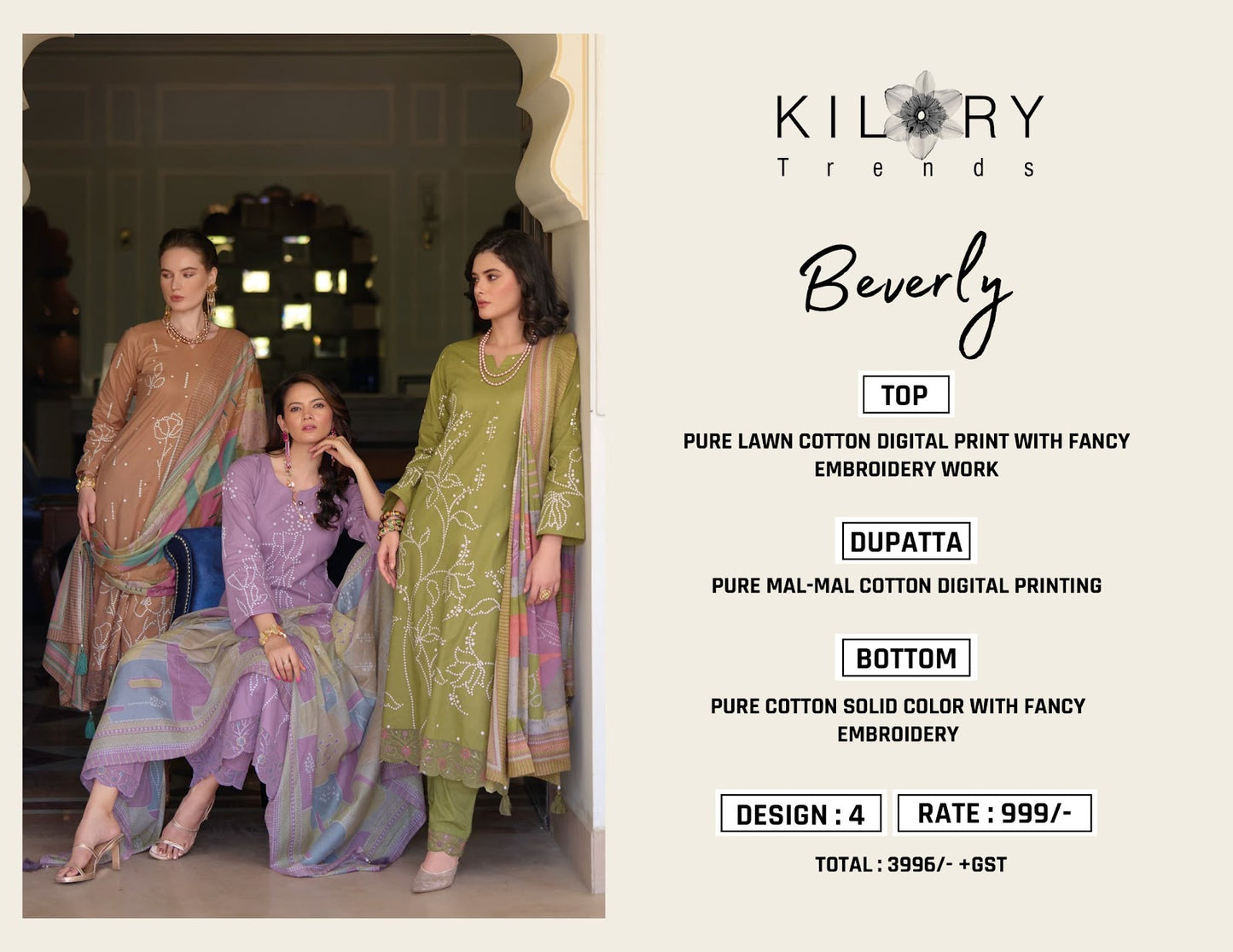 Beverly Kilory Pure Cotton Pant Style Suits Manufacturer Gujarat