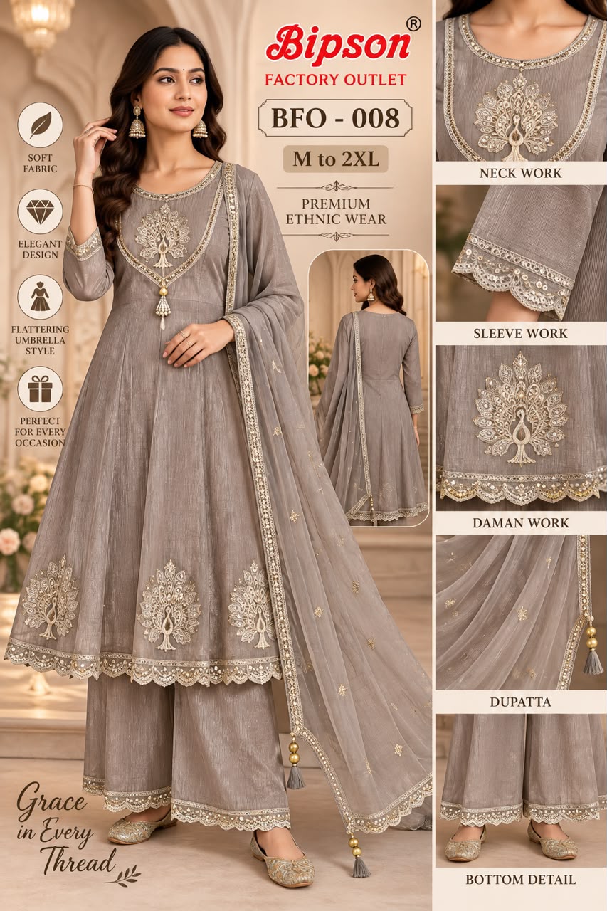 Bfo-008 Bipson Prints Viscose Readymade Anarkali Suits Exporter
