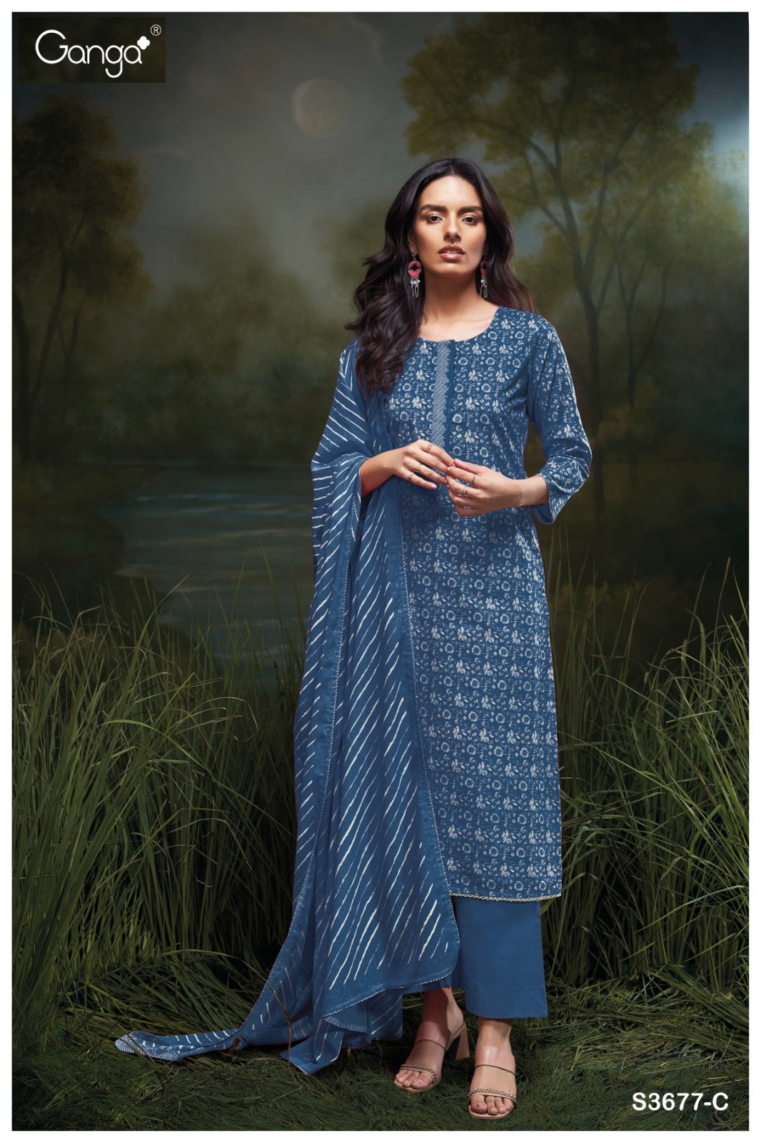 Bhanavi 3677 Ganga Cotton Plazzo Style Suits Manufacturer Gujarat