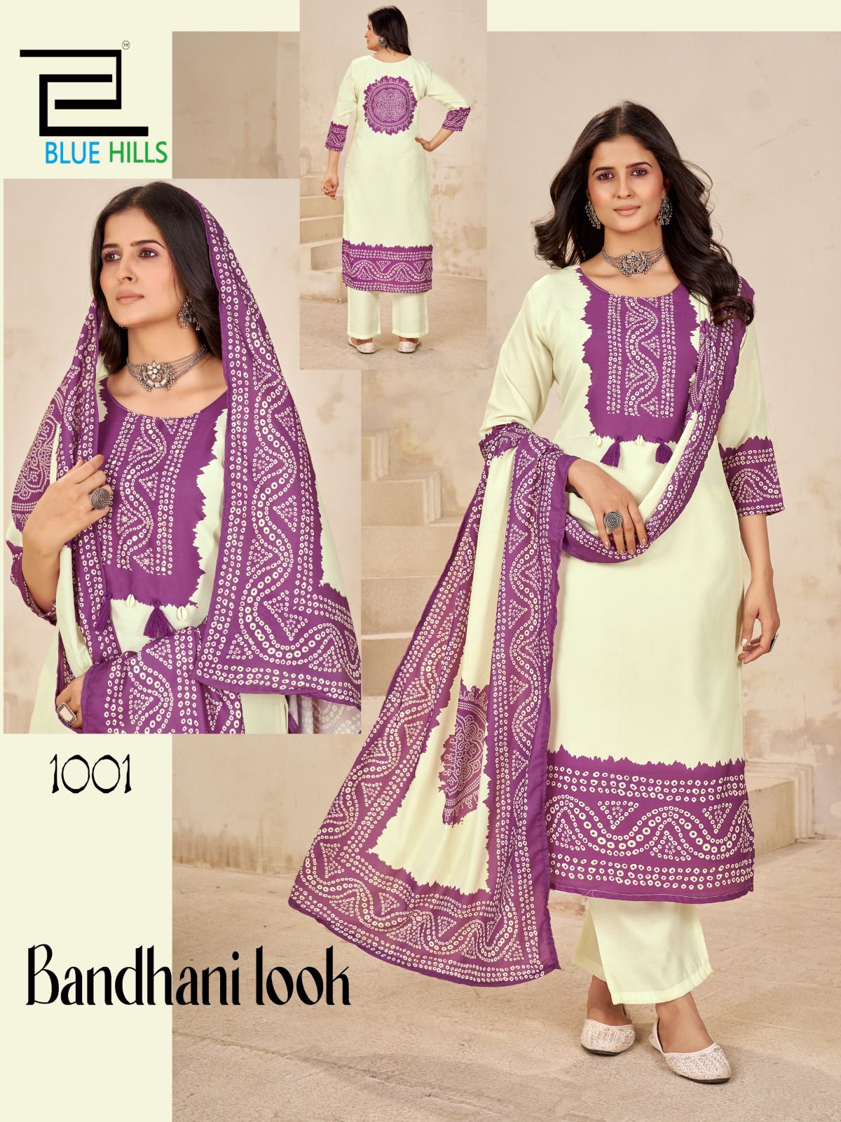 Bhandani Look Blue Hills Muslin Readymade Pant Style Suits Manufacturer India