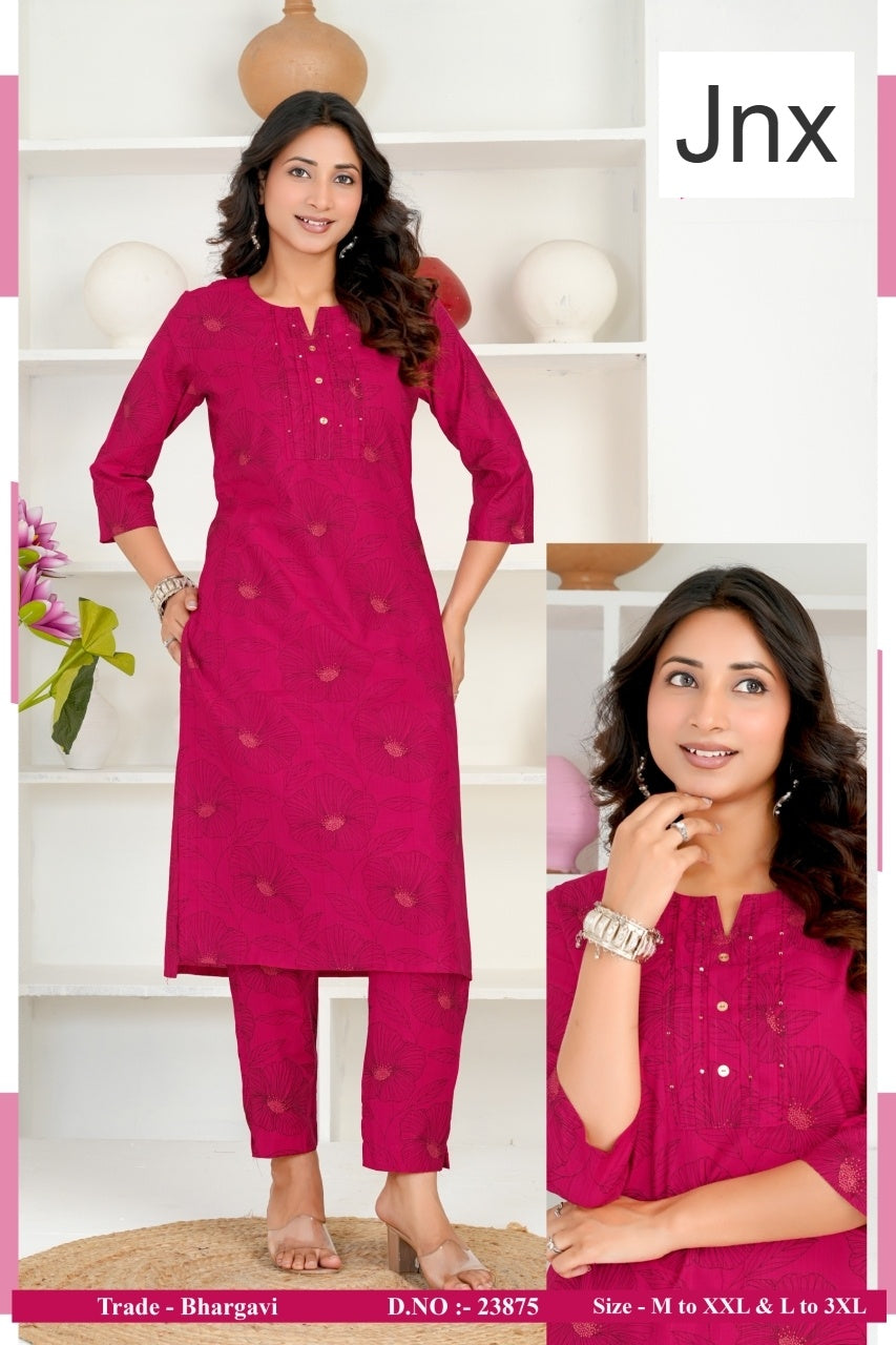 Bhargavi Jnx Vertican Kurti Pant Set Wholesaler