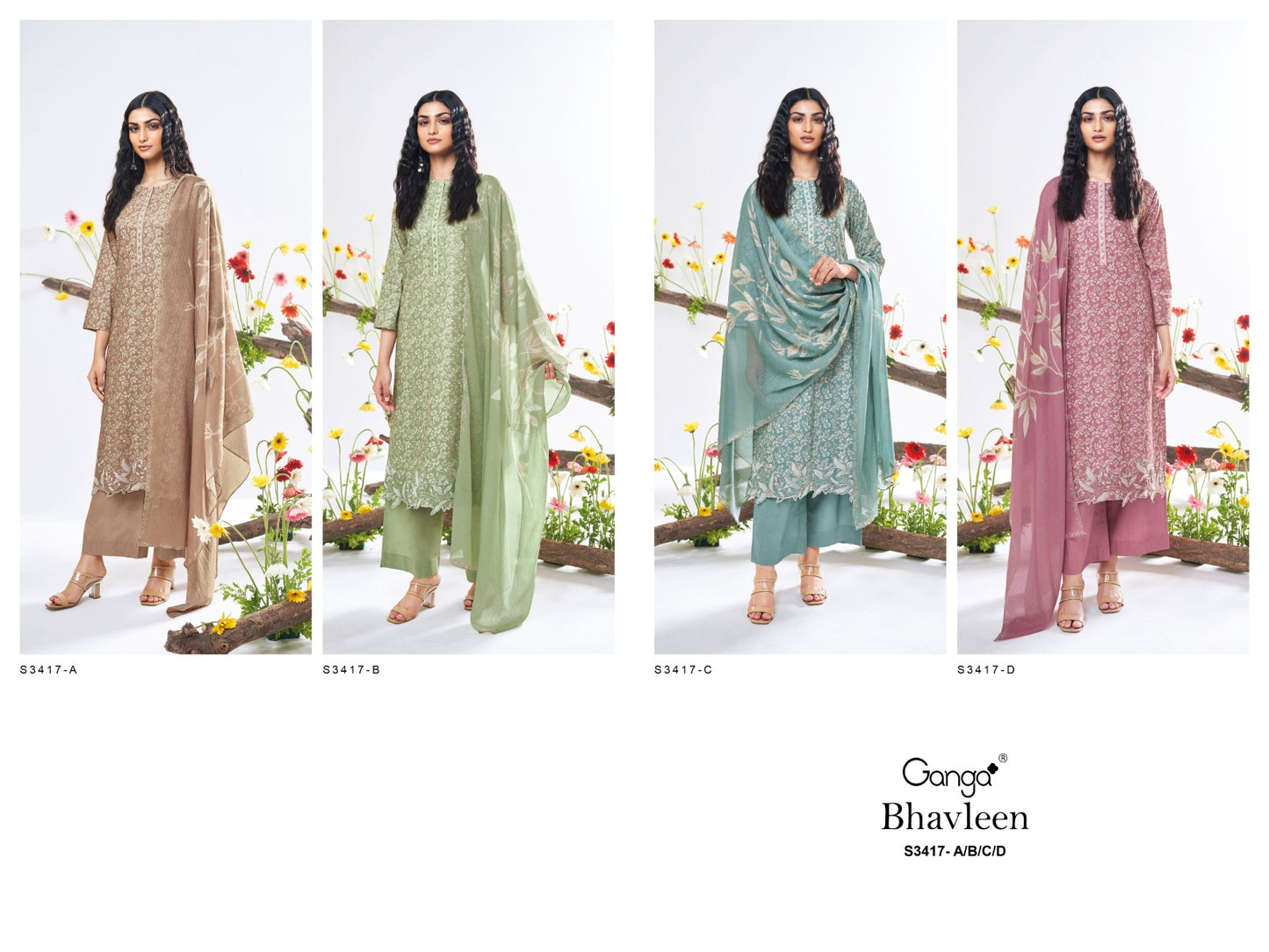Bhavleen 3417 Ganga Premium Cotton Pant Style Suits Wholesaler