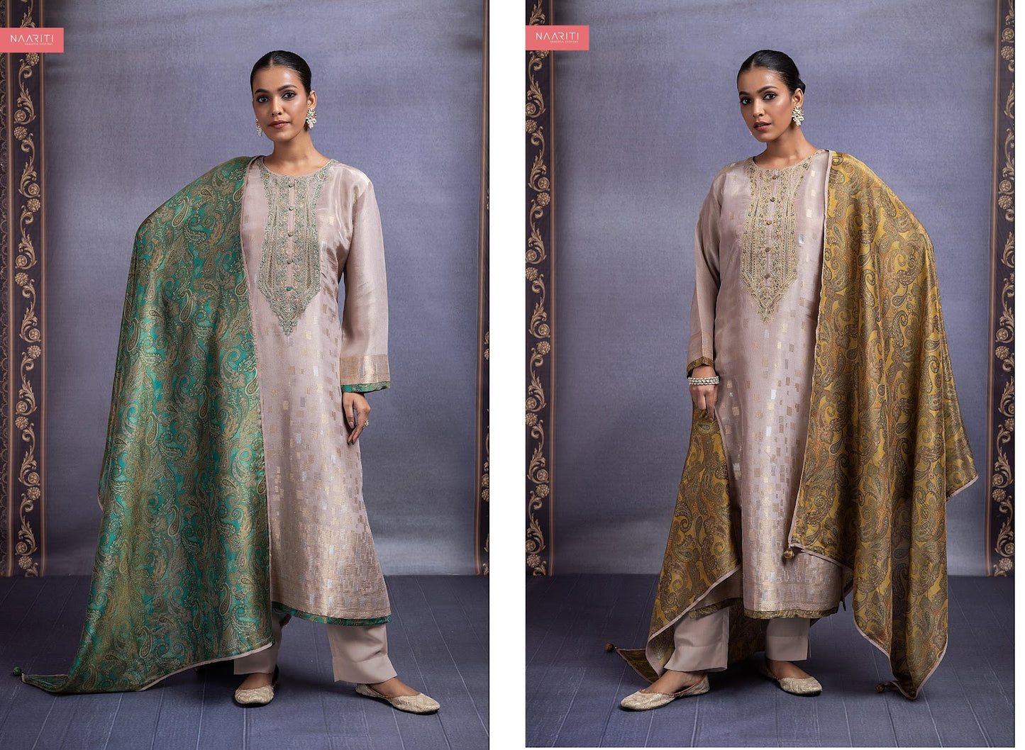 Bhavniq Naariti Tissue Jacquard Pant Style Suits Exporter India