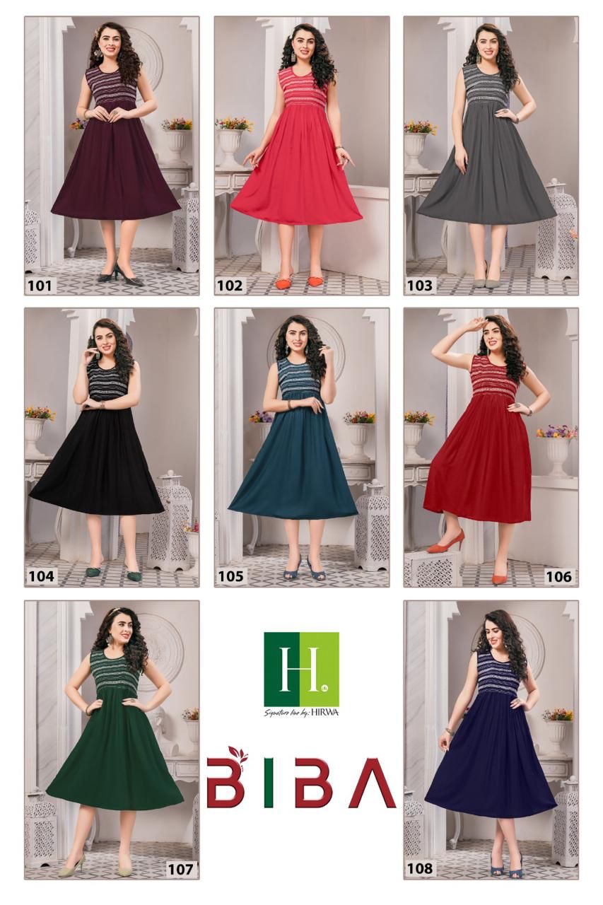 Biba H Dot Rayon Slub Anarkali Kurtis