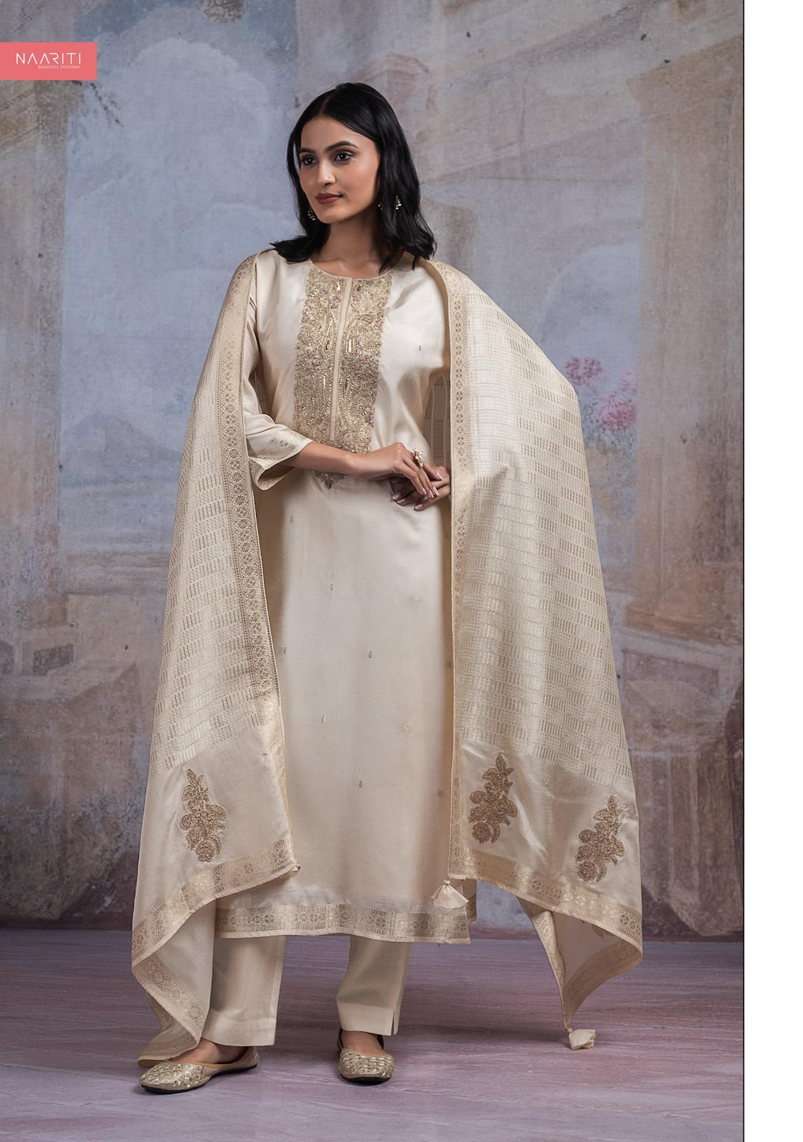 Bilaafi Naariti Silk Jacquard Pant Style Suits Exporter Gujarat