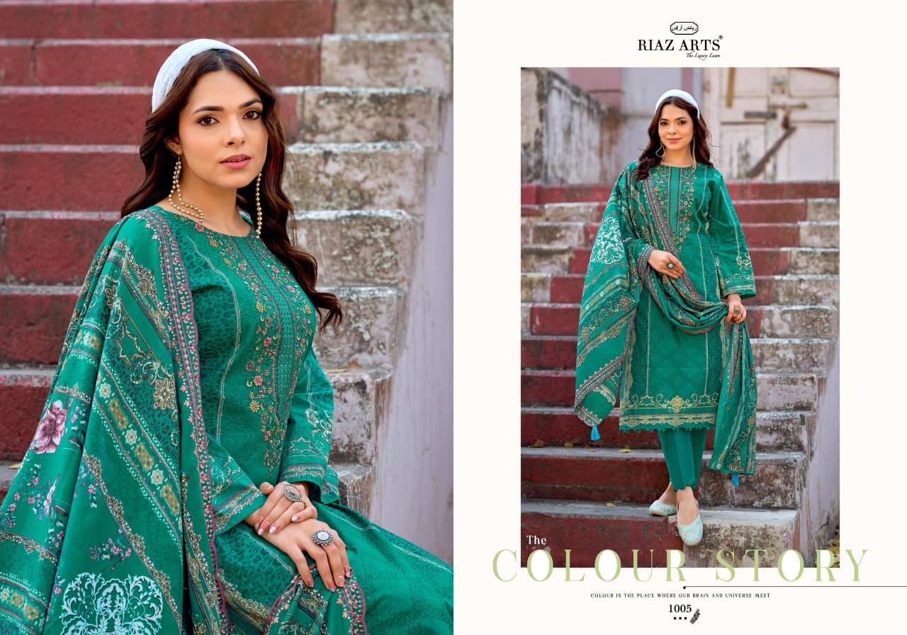 Bin Saeed 0505 Riaz Art Cotton Cambric Karachi Salwar Suits Wholesaler India