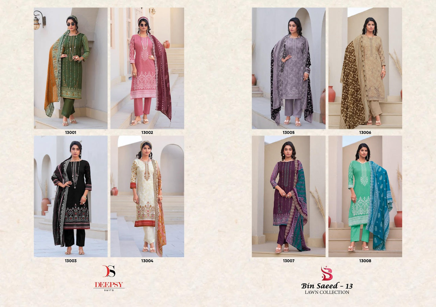 Bin Saeed 13 Lawn Collection Deepsy Cotton Karachi Salwar Suits Supplier India