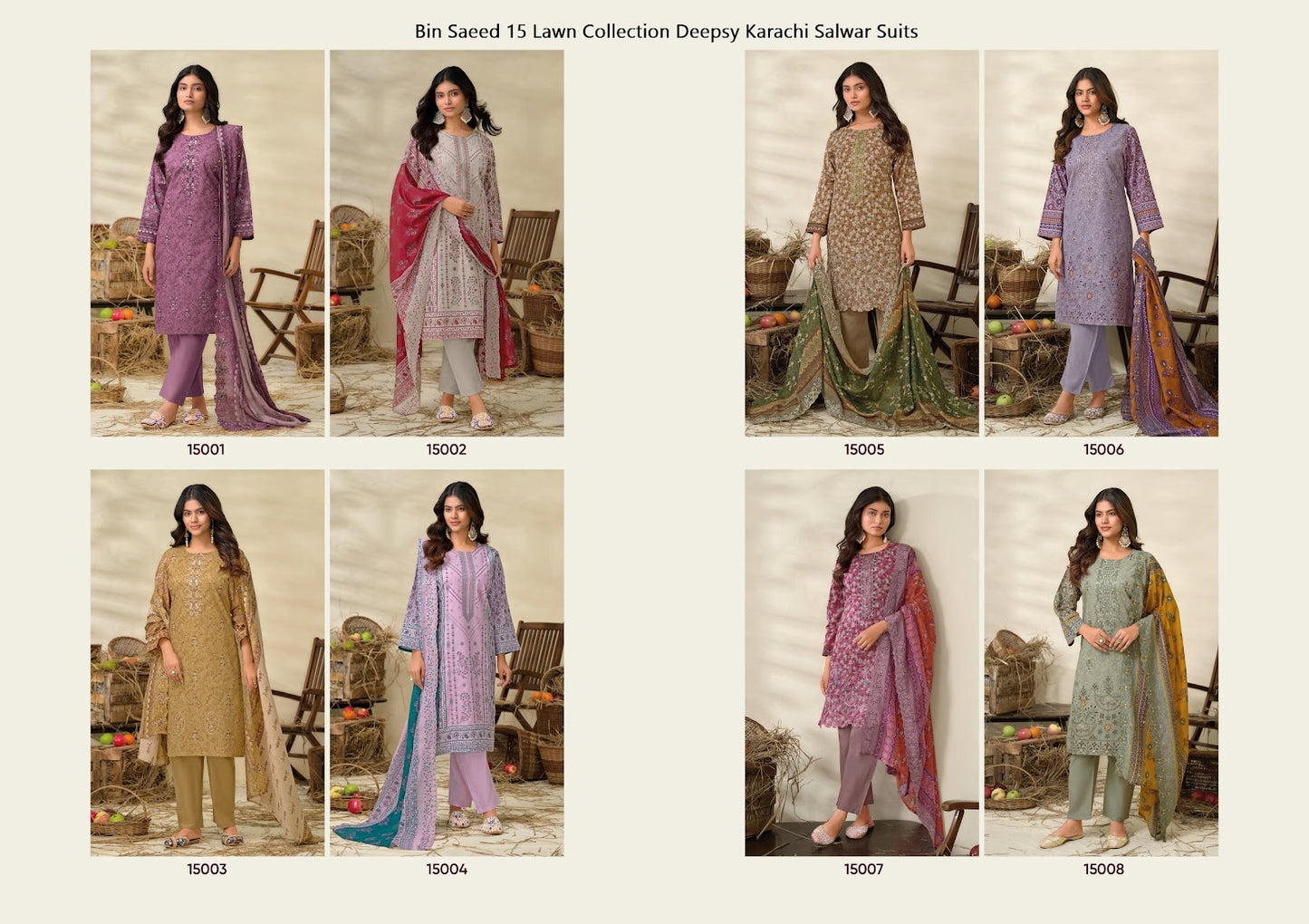 Bin Saeed 15 Lawn Collection Deepsy Cotton Karachi Salwar Suits Supplier Ahmedabad