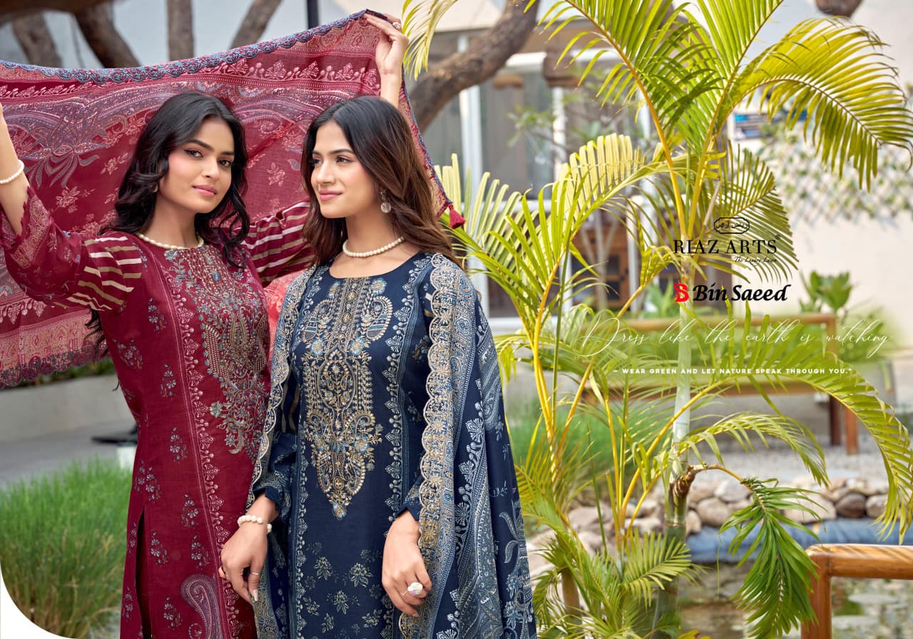 Bin Saeed 2104 Riaz Art Cotton Cambric Karachi Salwar Suits Supplier Gujarat
