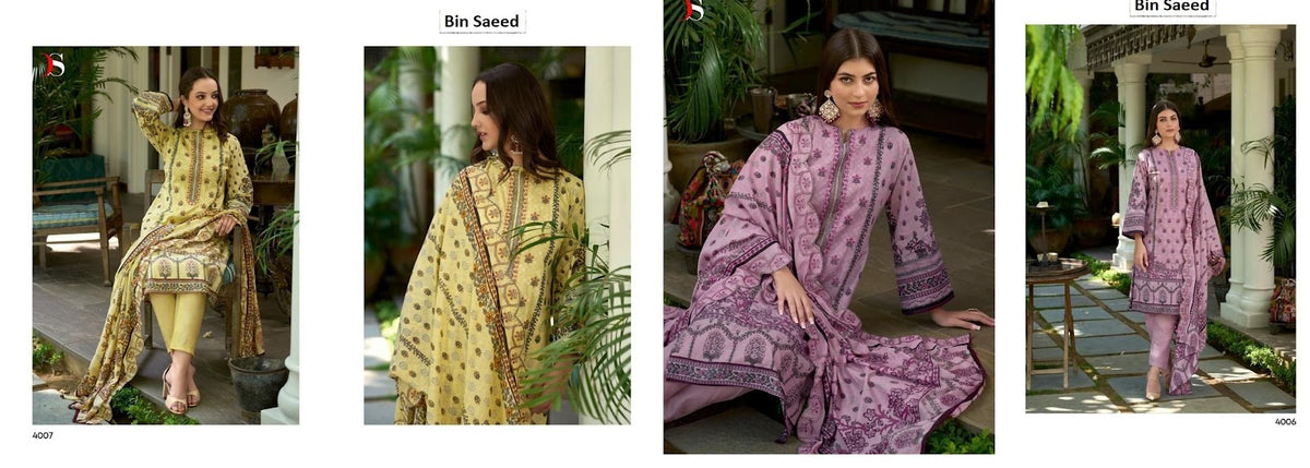 Bin Saeed 4006-4007 Deepsy Pure Cotton Pakistani Salwar Suits Wholesaler Ahmedabad