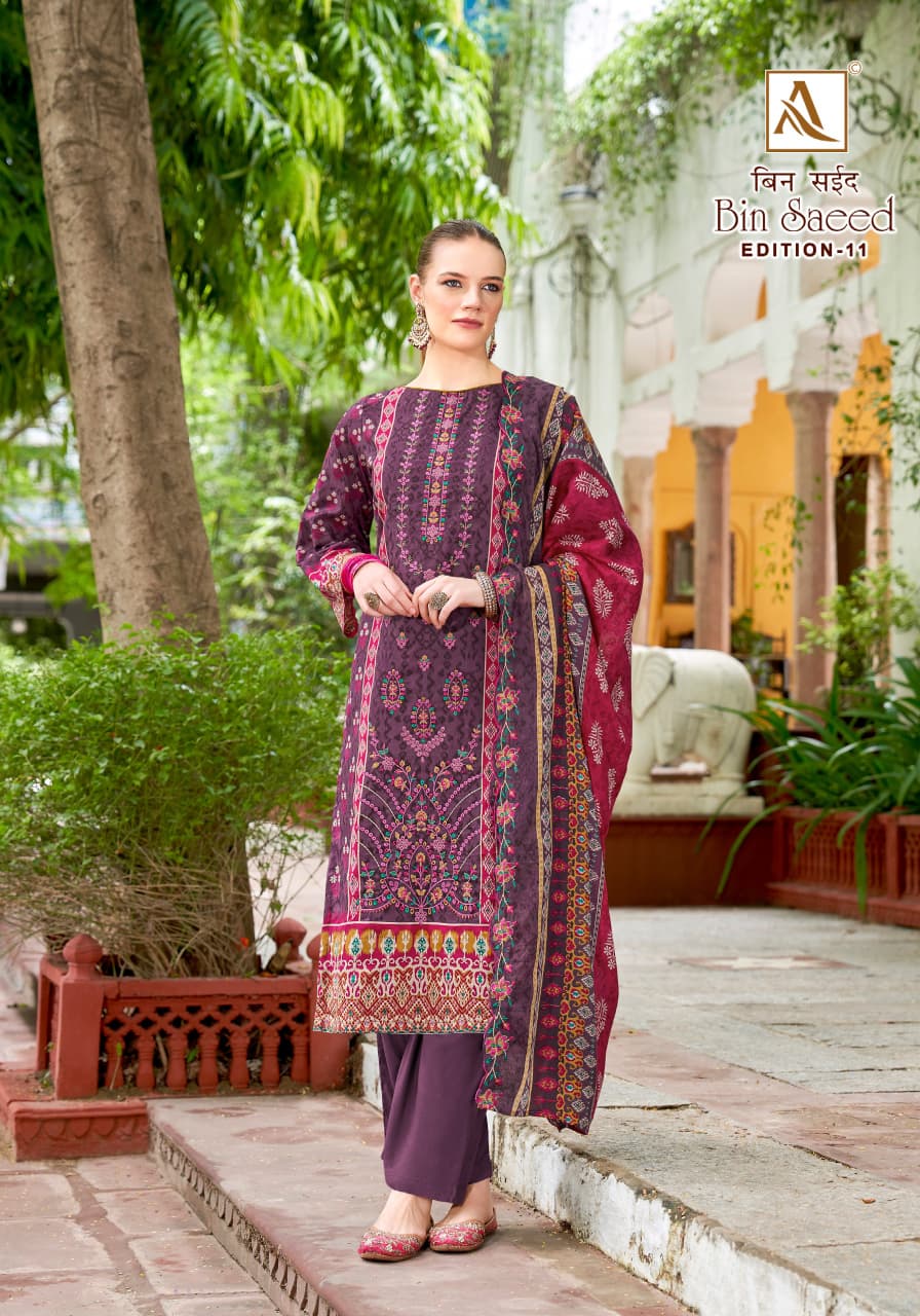 Bin Saeed Edition 11 Alok Cambric Cotton Karachi Salwar Suits Manufacturer