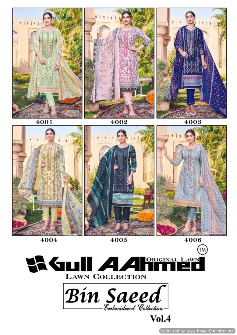 Bin Saeed Embroidery Vol 4 Gul Ahmed Lawn Cotton Karachi Salwar Suits