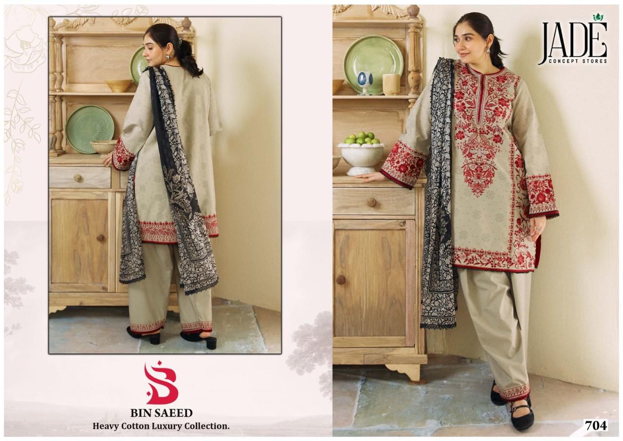 Bin Saeed Heavy Cotton Luxury Collection Vol 7 Jade Lawn Karachi Readymade Suits Exporter