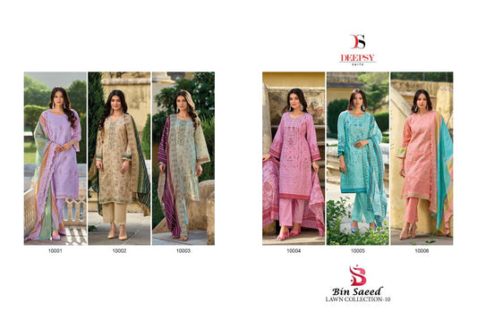 Bin Saeed Lawn 10 Deepsy Pure Cotton Karachi Salwar Suits