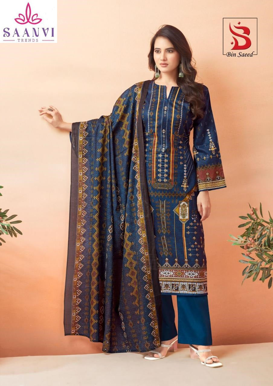 Bin Saeed Mahnoor Vol 6 Saanvi Pure Lawn Karachi Salwar Suits Wholesaler Ahmedabad