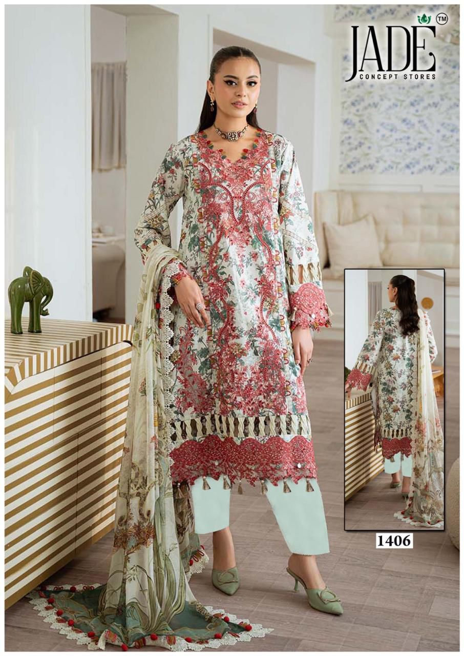 Bin Saeed Vol 14 Heavy Cotton Luxury Collection Jade Karachi Salwar Suits Manufacturer India