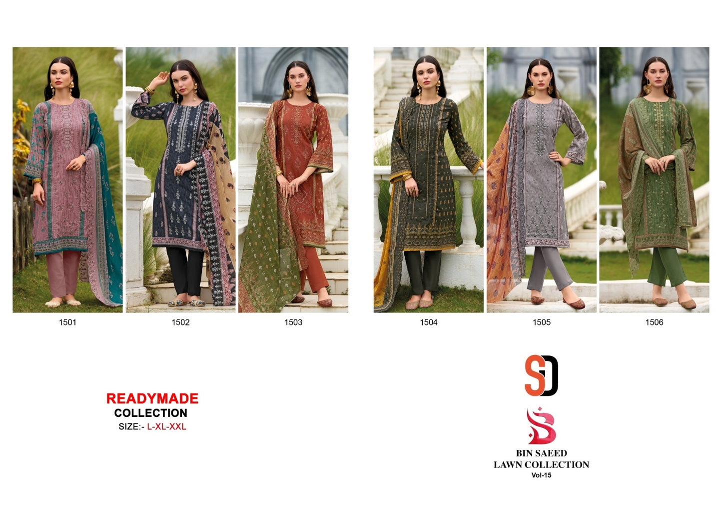 Bin Saeed Vol 15 Lawn Collection Shraddha Designer Cotton Karachi Readymade Suits Wholesaler Ahmedabad