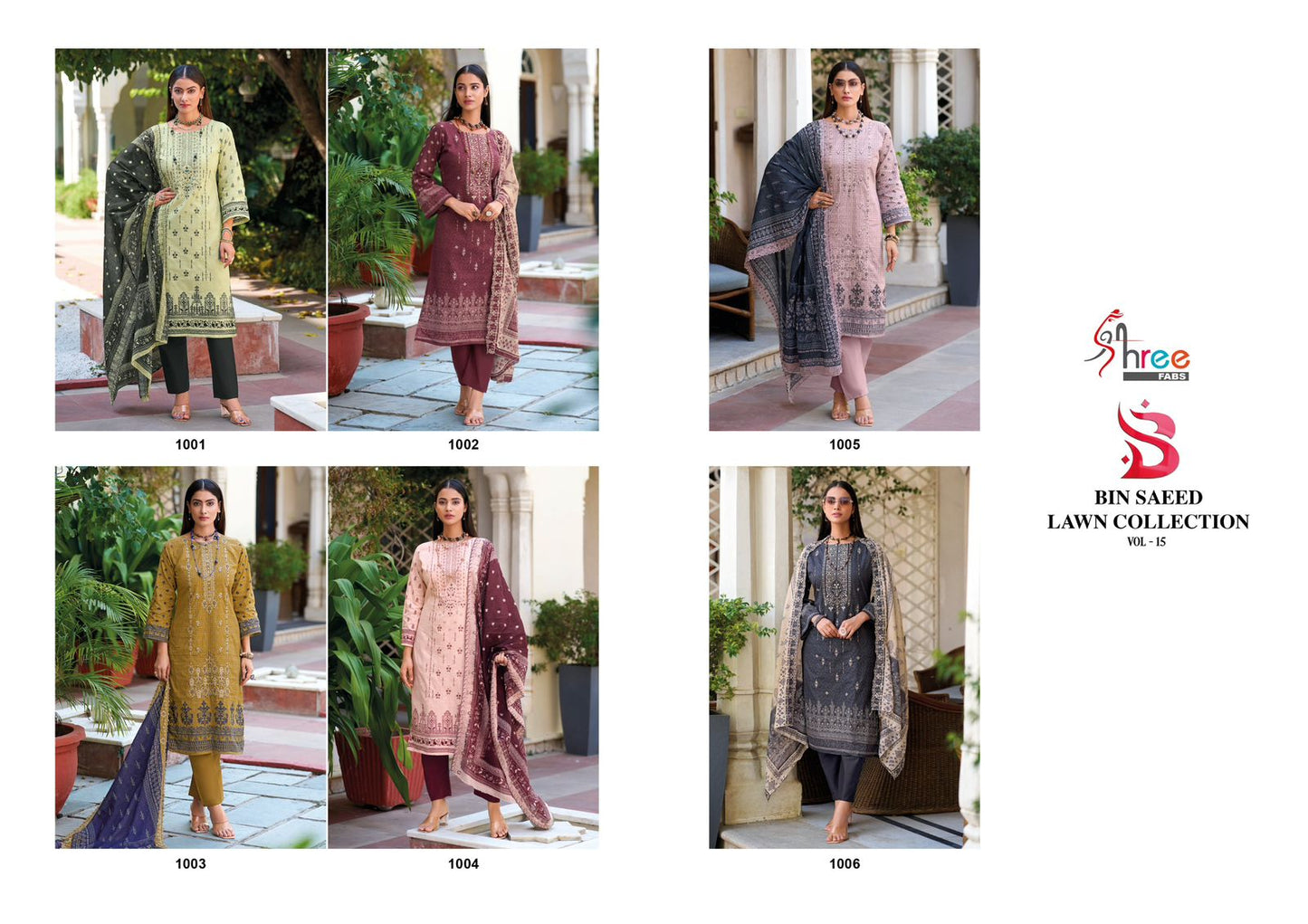 Bin Saeed Vol 15 Lawn Collection Shree Fabs Cotton Karachi Salwar Suits Wholesale Price