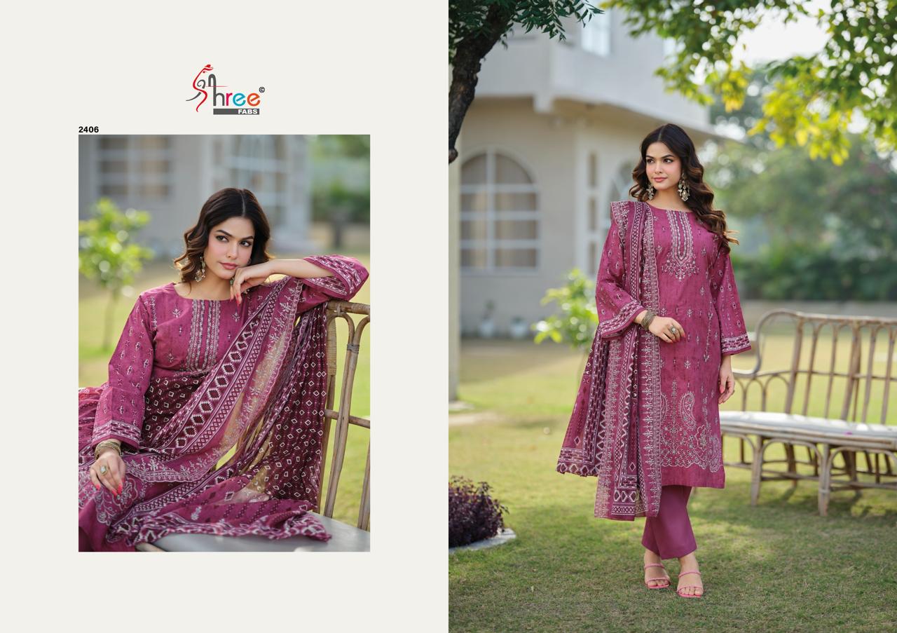 Bin Saeed Vol 24 Lawn Collection Shree Fabs Cotton Karachi Salwar Suits Supplier