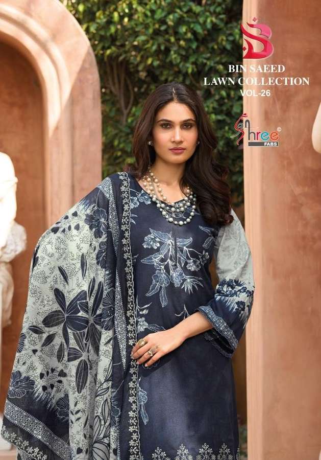 Bin Saeed Vol 26 Lawn Collection Shree Fabs Lawn Cotton Karachi Salwar Suits Manufacturer India