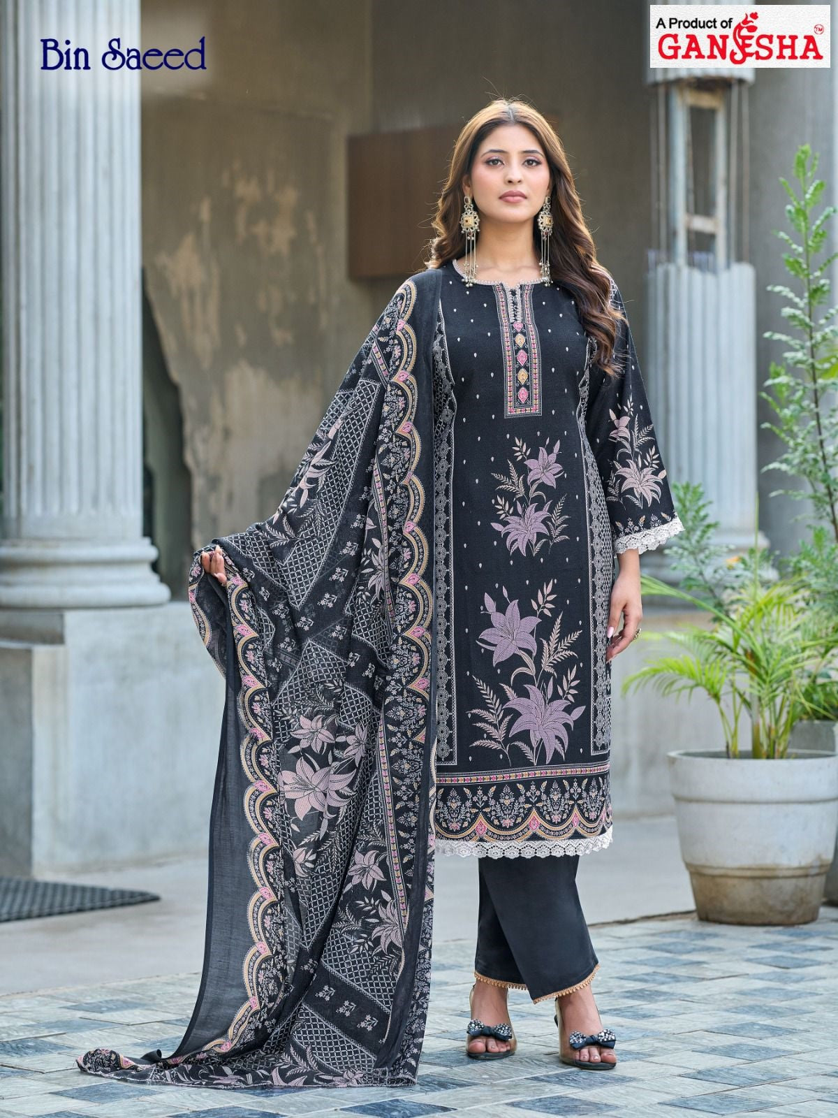 Bin Saeed Vol 4 Ganesha Mix Cotton Karachi Salwar Suits Manufacturer India