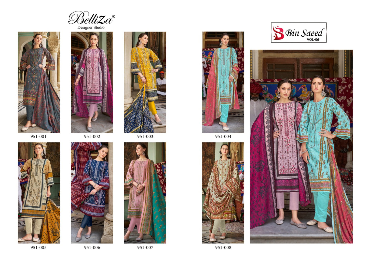 Bin Saeed Vol 6 Belliza Designer Studio Cotton Karachi Salwar Suits Exporter Gujarat