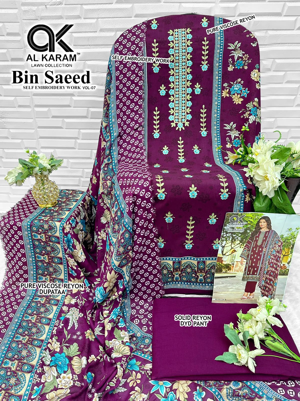 Bin Saeed Vol 7 Al Karam Viscose Reyon Karachi Salwar Suits Exporter