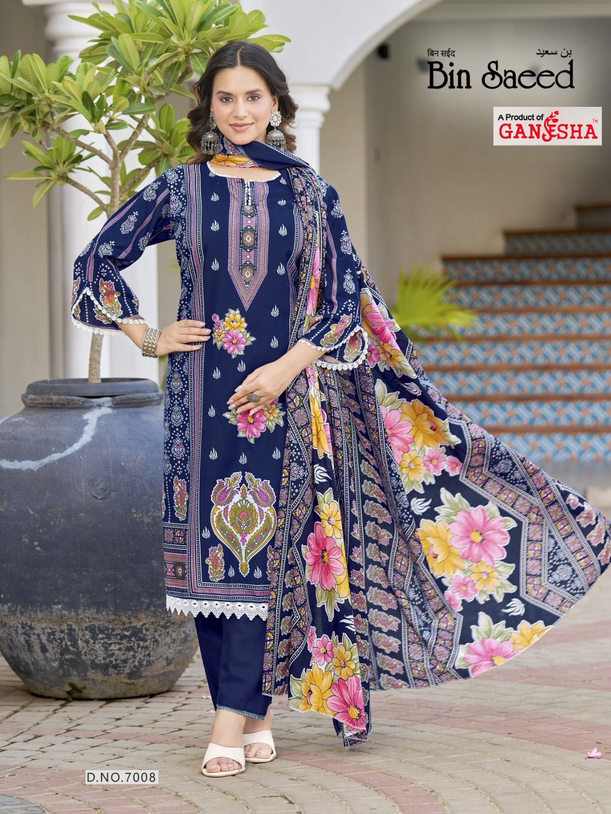 Bin Saeed Vol 7 Ganesha Mix Cotton Karachi Salwar Suits Wholesale
