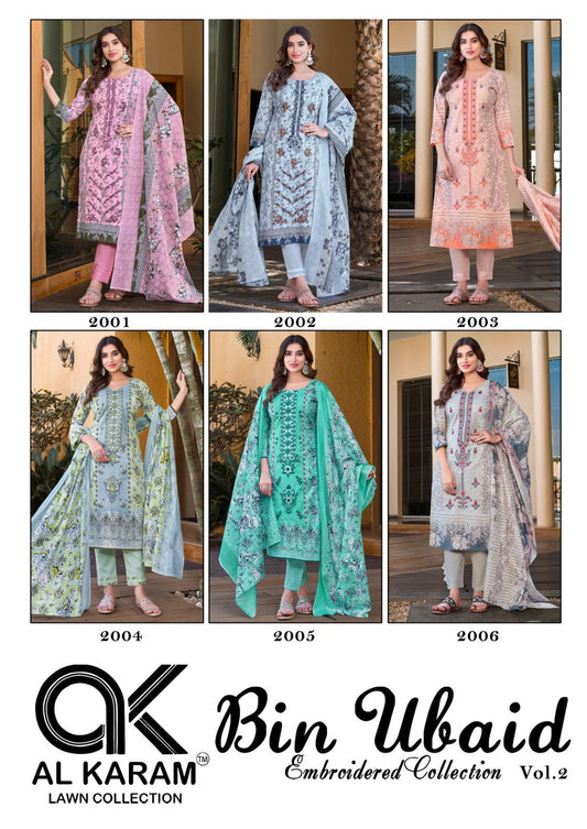 Bin Ubaid Embroidered Collection Vol 2 Al Karam Cambric Karachi Salwar Suits