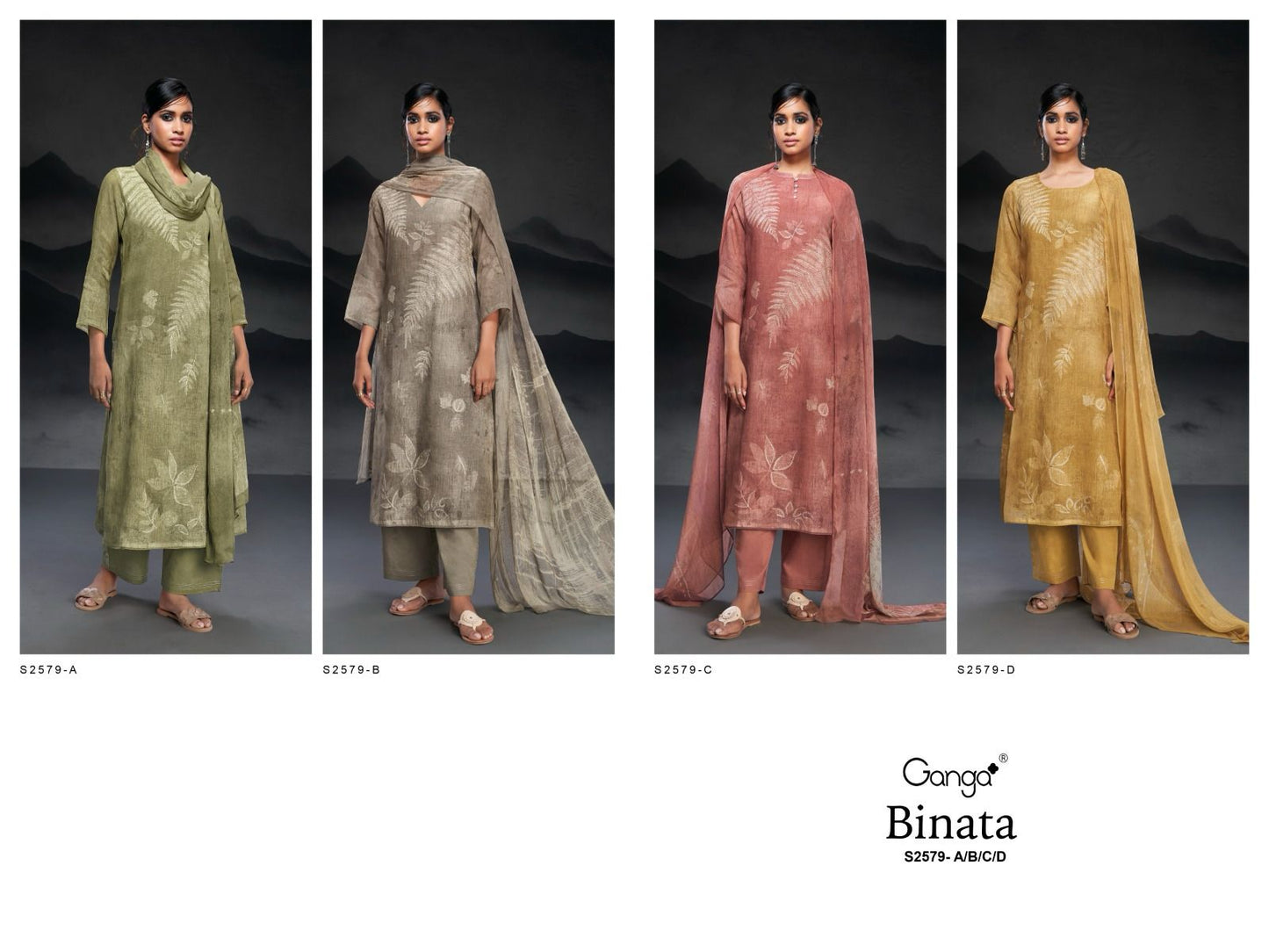 Binata 2579 Ganga Pure Linen Plazzo Style Suits Wholesale