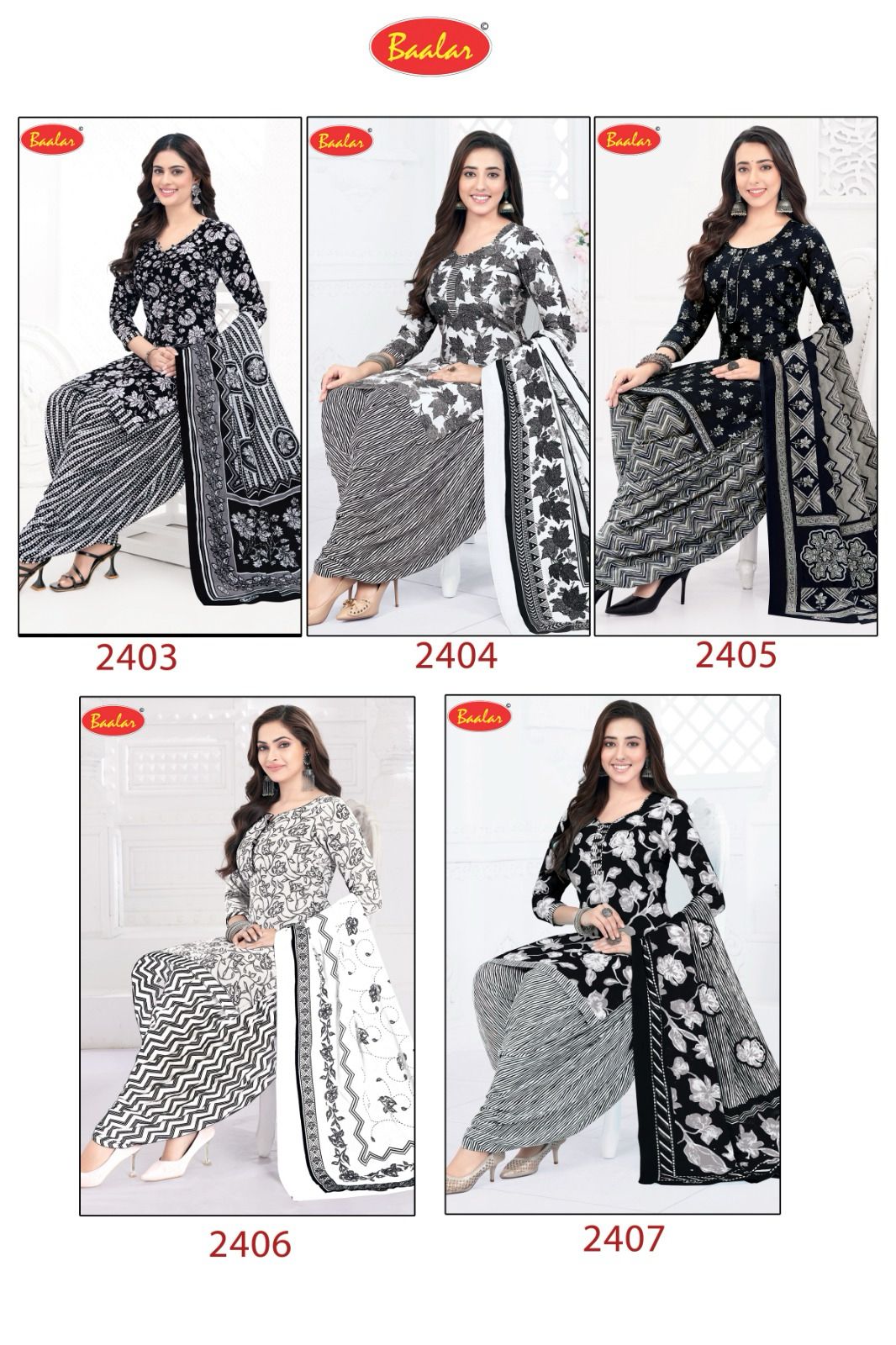 Black And White Patiyala Baalar Cotton Dress Material Manufacturer – Kavya  Style Plus