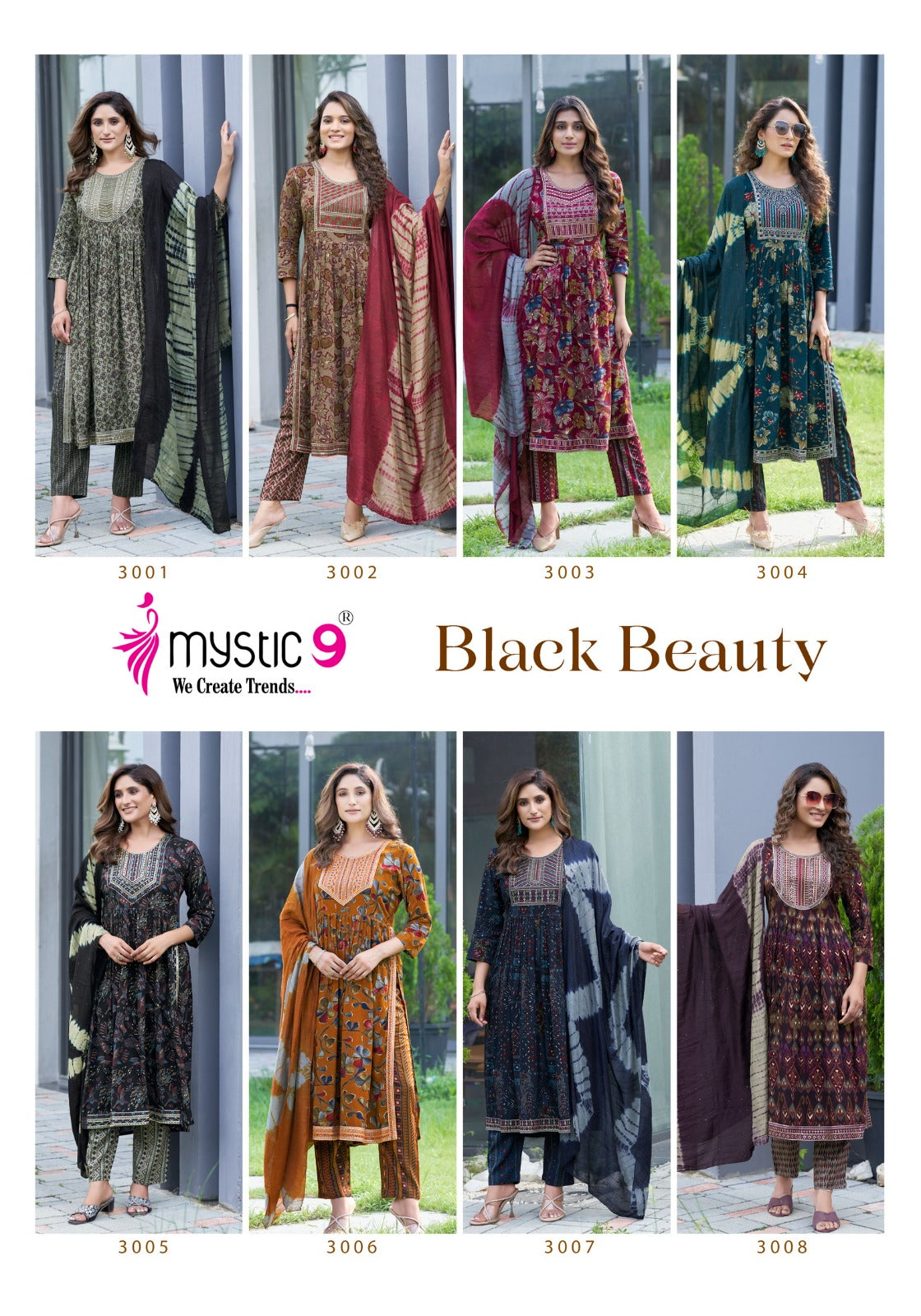 Black Beauty Vol 3 Mystic 9 Reyon Readymade Pant Style Suits Wholesaler