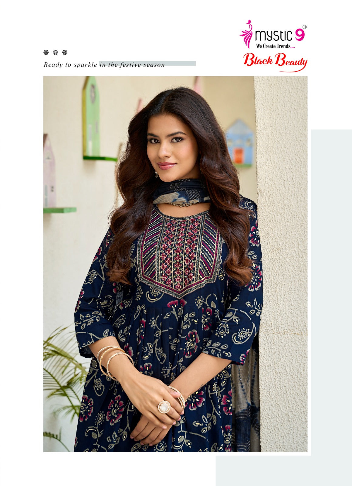 Black Beauty Vol 7 Mystic 9 Rayon Readymade Pant Style Suits Wholesale Rate