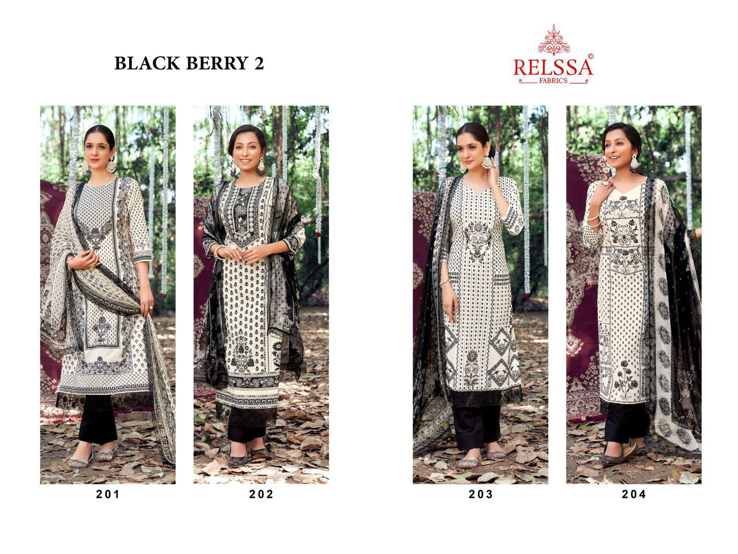 Black Berry 2 Relssa Fabrics Cotton Lawn Pant Style Suits Manufacturer India