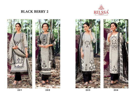 Black Berry 2 Relssa Fabrics Cotton Lawn Pant Style Suits Manufacturer India