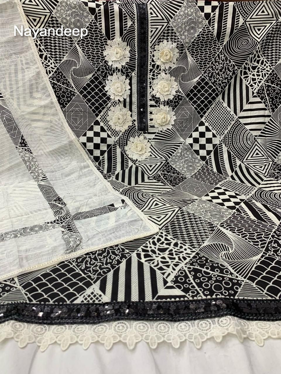 Black Coffee Nayandeep Cotton Dress Material Manufacturer Gujarat