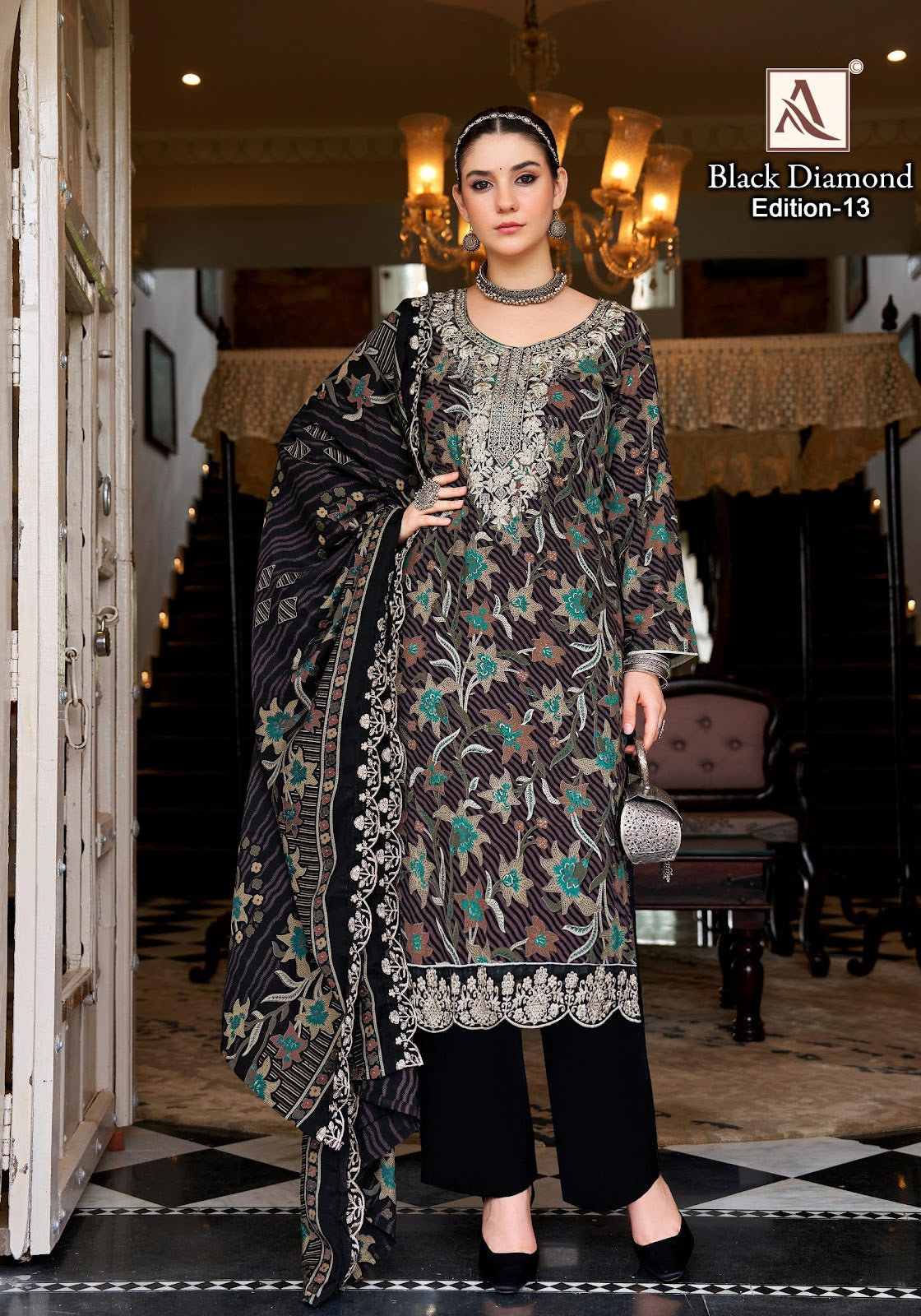 Black Diamond Edition 13 Alok Reyon Karachi Salwar Suits Manufacturer