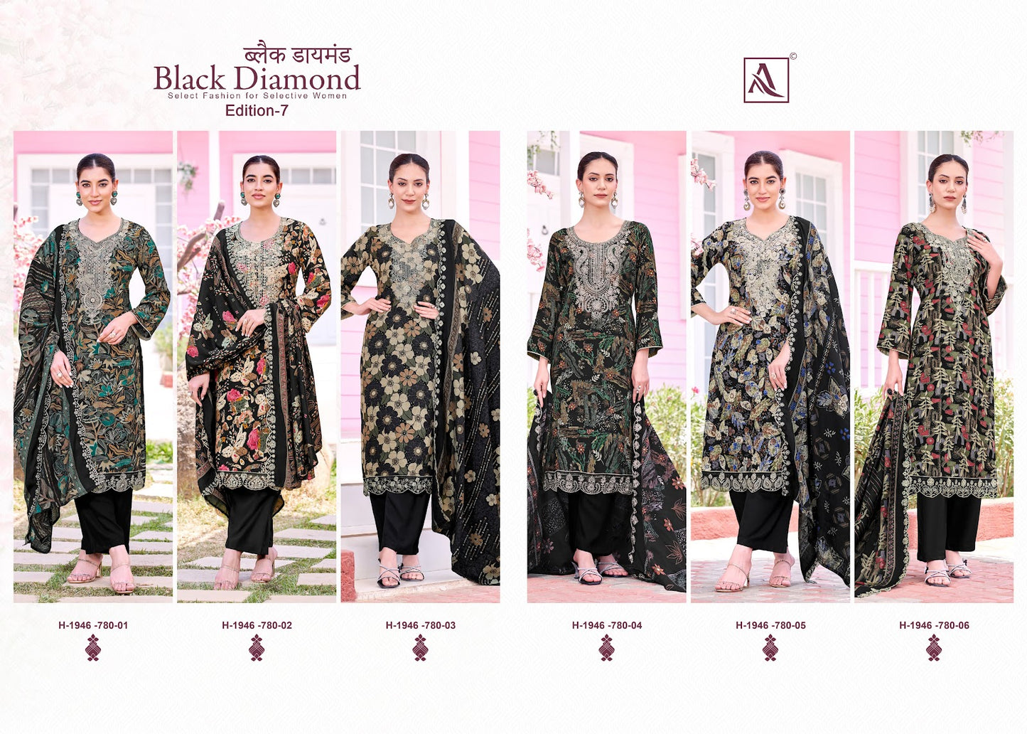 Black Diamond Edition 7 Alok Pure Reyon Pant Style Suits Wholesaler Gujarat