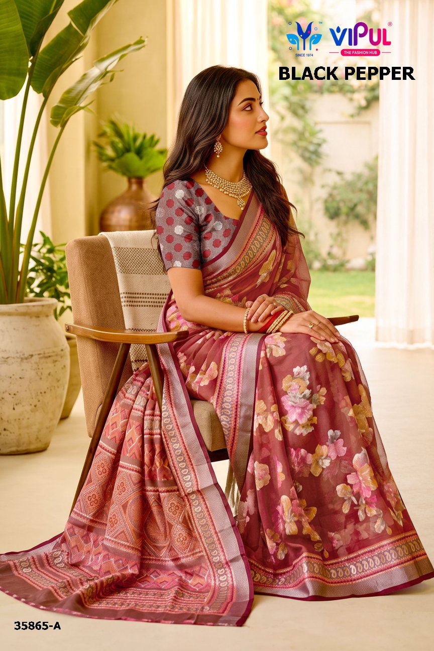 Black Pepper 35865 Vipul Brasso Sarees Manufacturer Gujarat