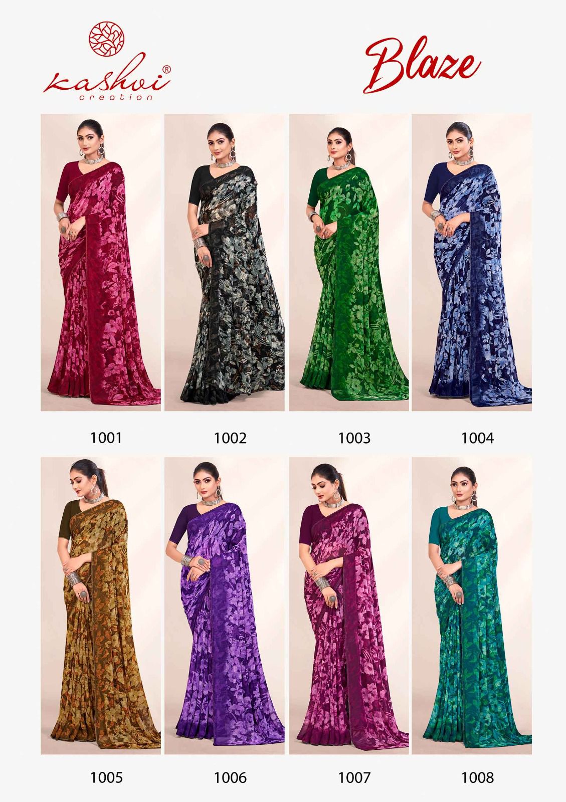Blaze Kashvi Creation Georgette Sarees Wholesale Price