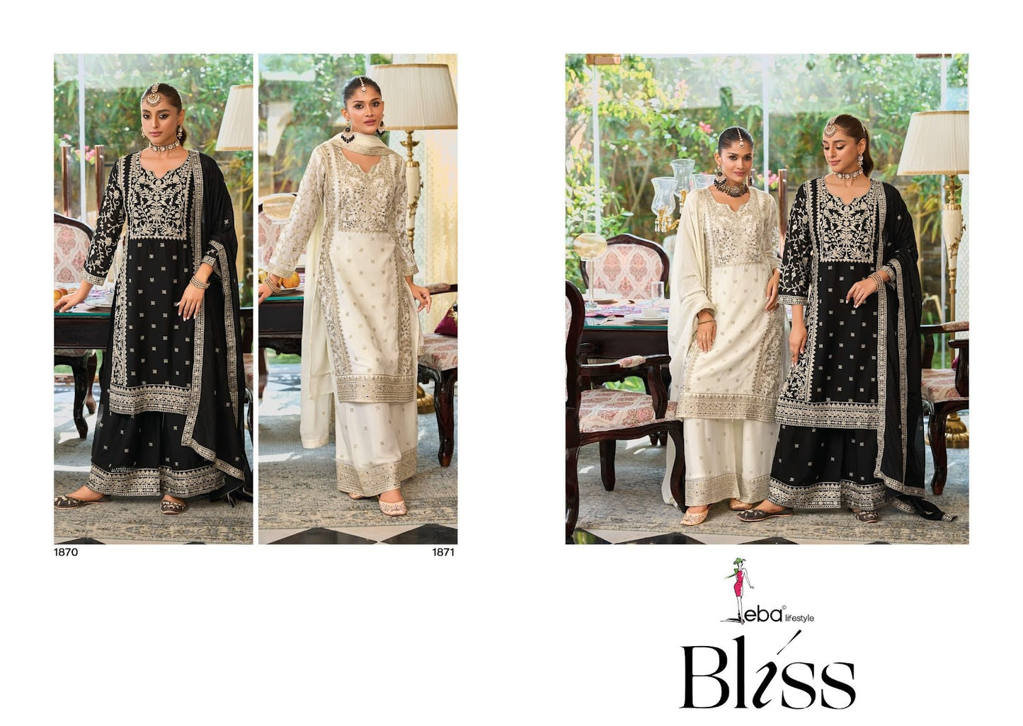 Bliss Eba Lifestyle Chinon Readymade Plazzo Style Suits Wholesaler