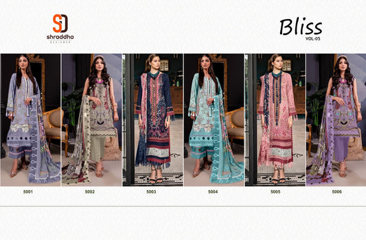 Bliss Vol 5 Shraddha Designer Lawn Cotton Pakistani Patch Work Suits