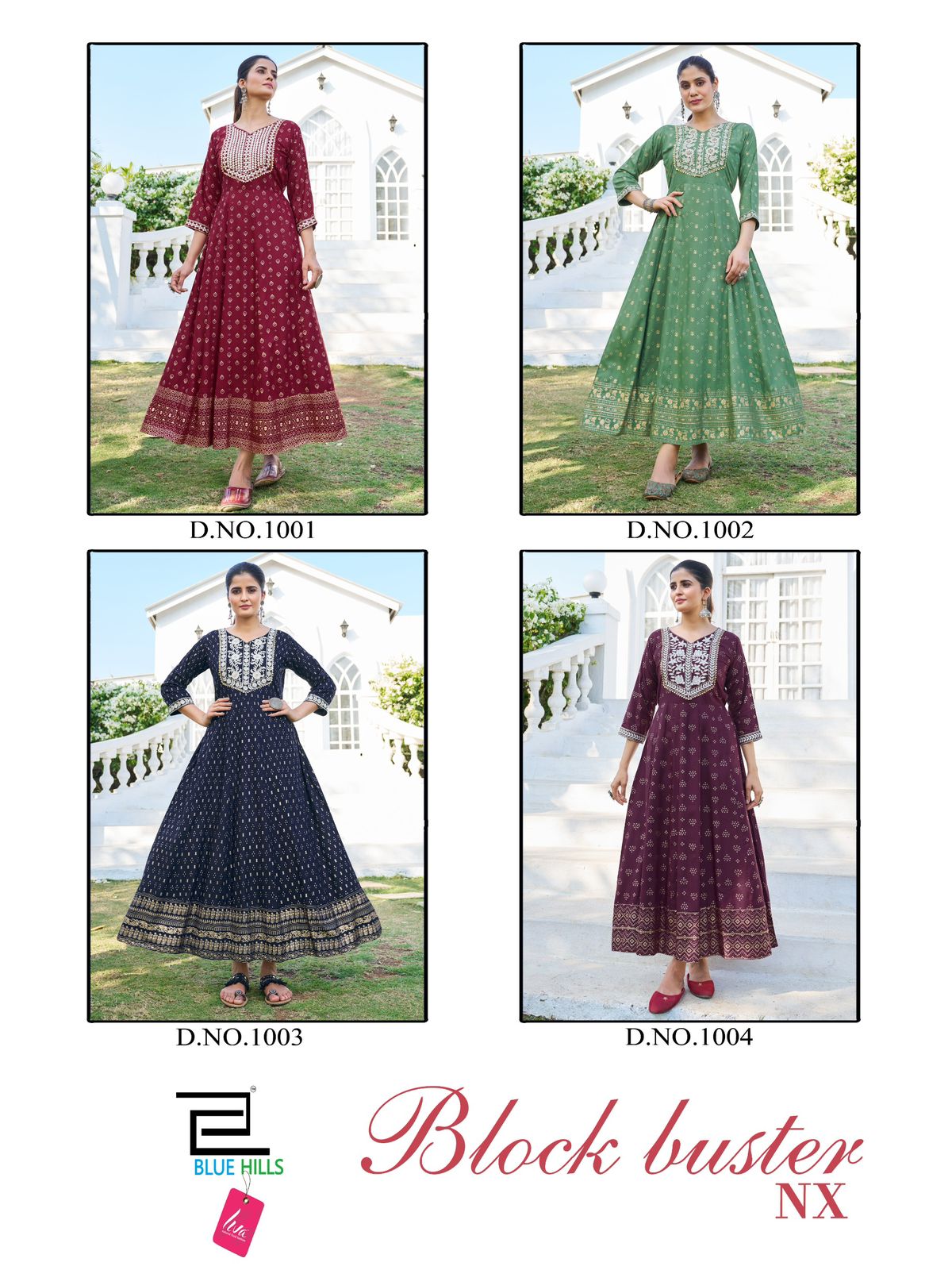 Block Buster Nx Blue Hills Rayon 14Kg Anarkali Kurtis Exporter Gujarat