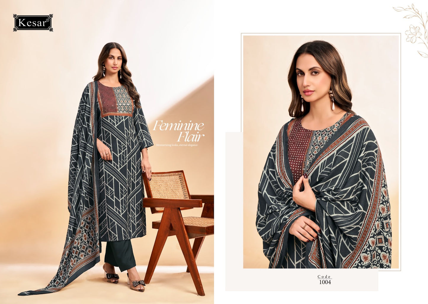 Bloom Kesar Pashmina Suits Exporter India