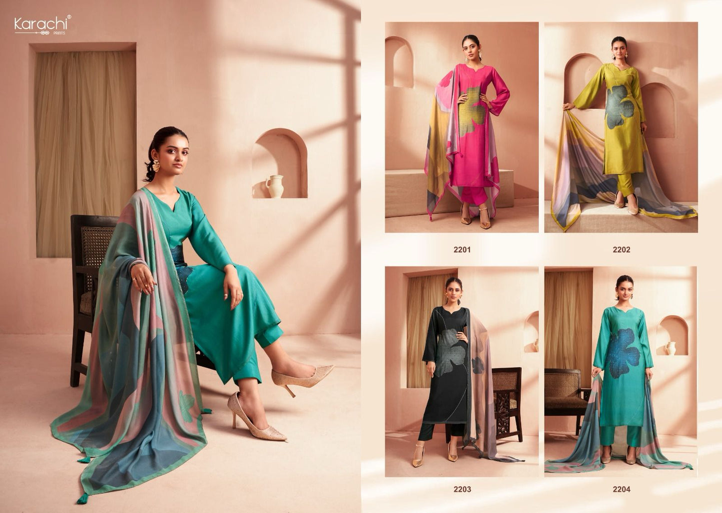 Blossom Kesar Karachi Muslin Pant Style Suits