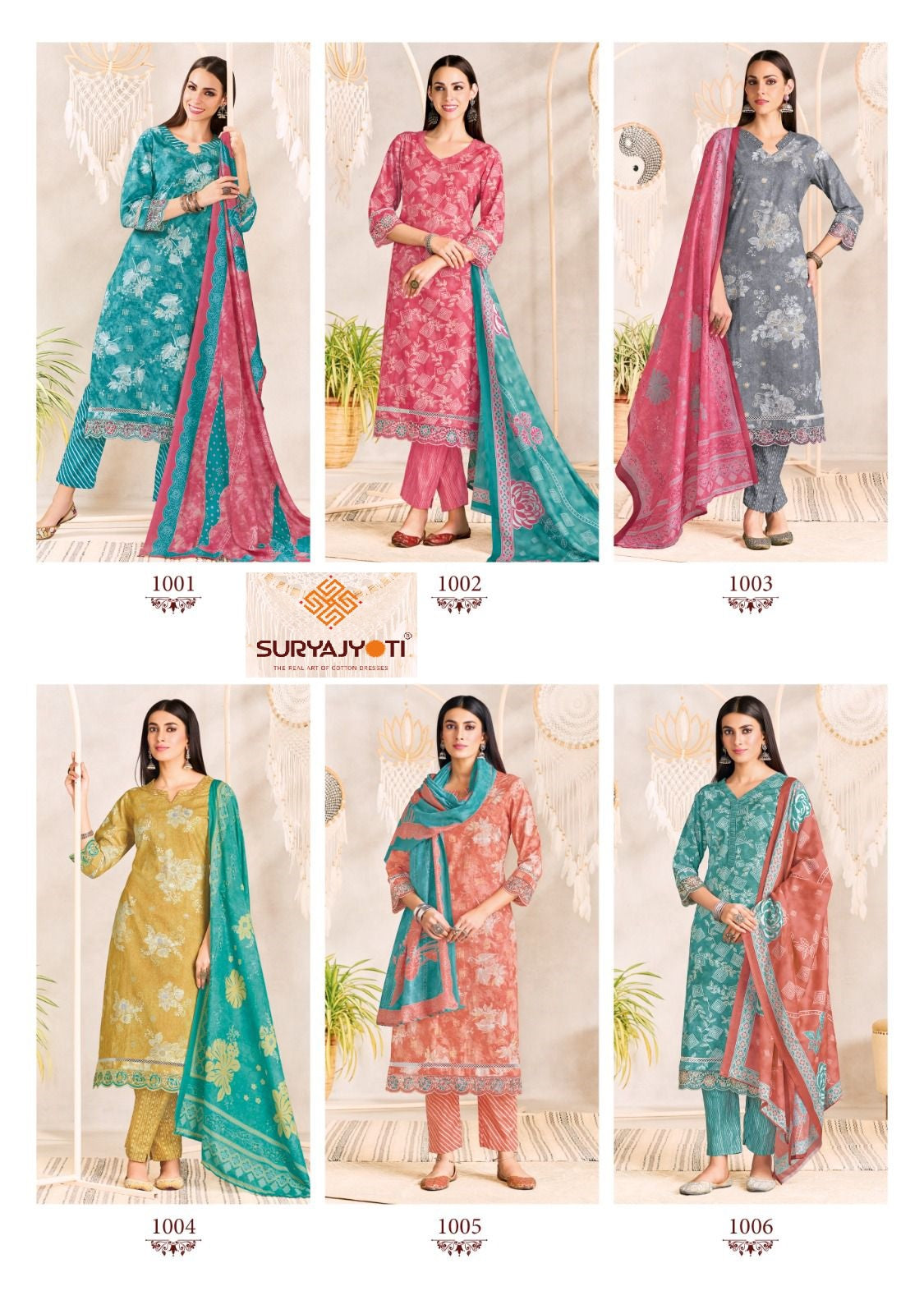 Blossom Vol 1 Suryajyoti Khadi Readymade Pant Style Suits Supplier Gujarat
