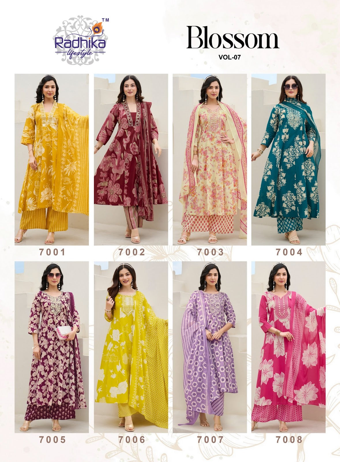 Blossom Vol 7 Radhika Lifestyle Cotton Readymade Anarkali Suits Supplier Ahmedabad