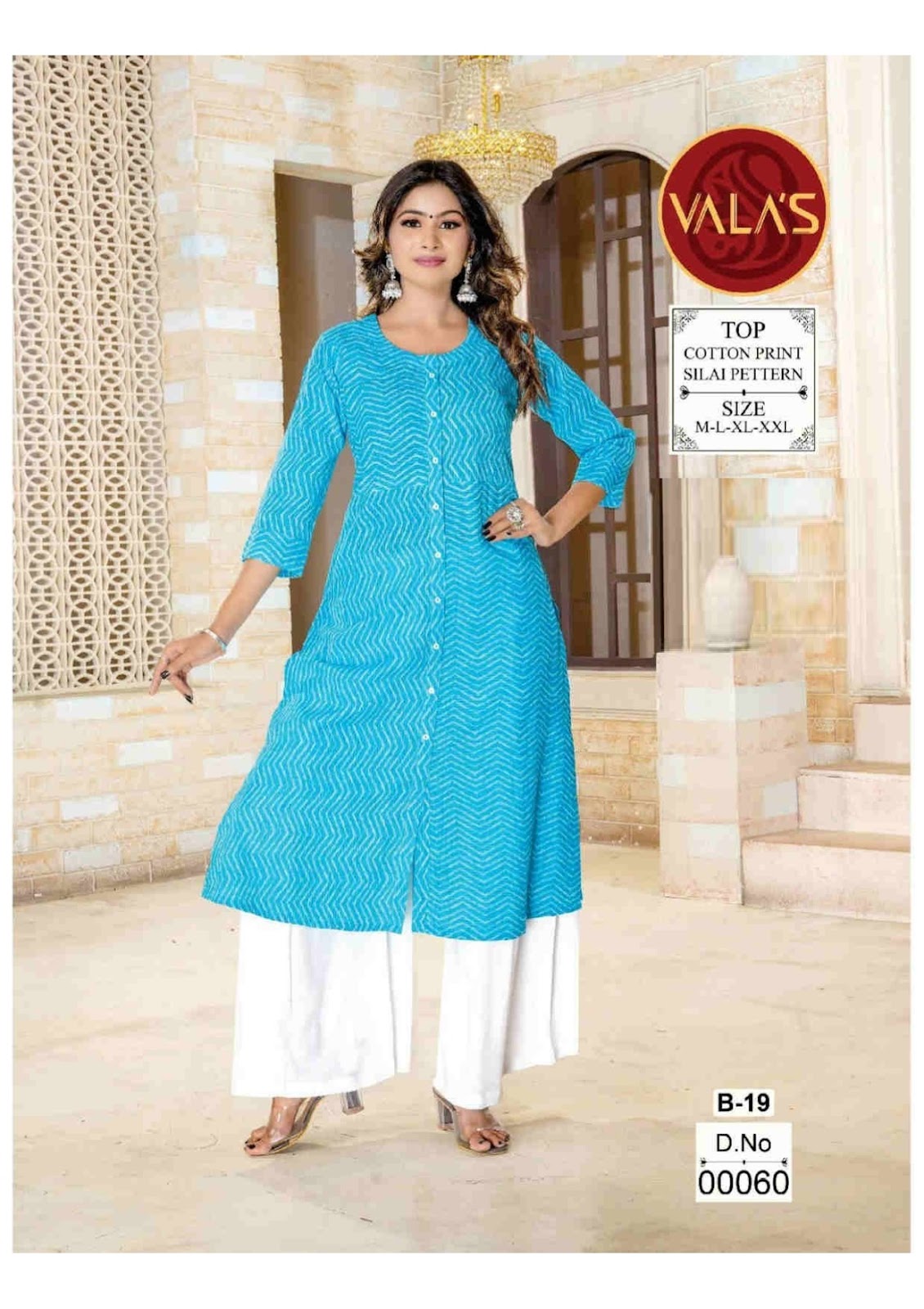 Blue Valas Cotton A-Line Kurti Exporter Ahmedabad
