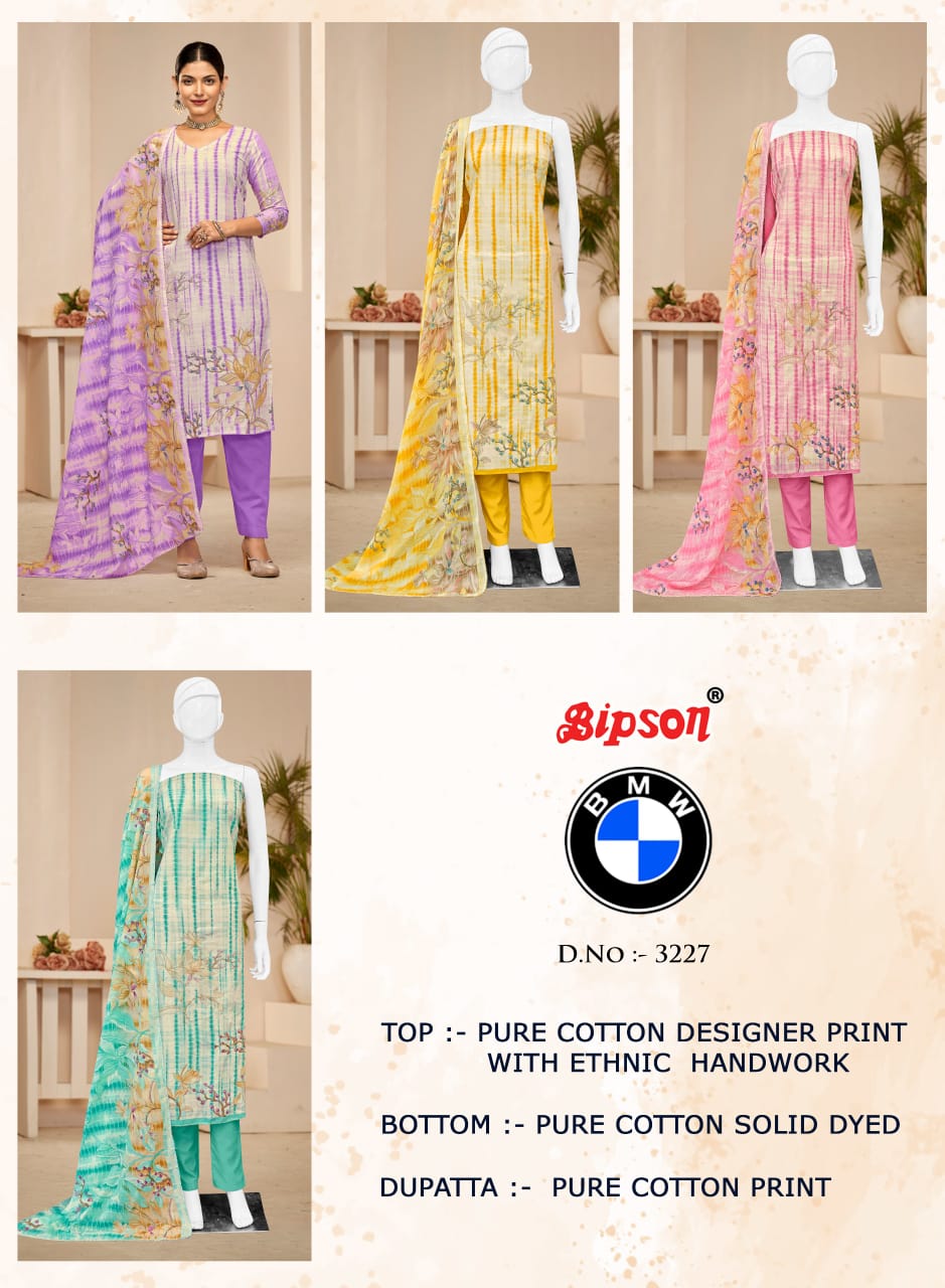 Bmw 3227 Bipson Prints Pure Cotton Pant Style Suits Wholesale Price